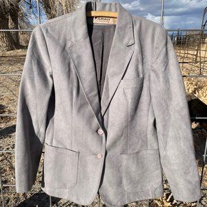 Vtg Farah Women's Polyester-suede Grey Blazer EU Size 12
